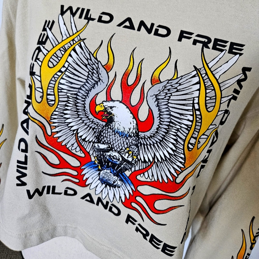 Wild and Free H&M long sleeve cotton cropped crew top sz small